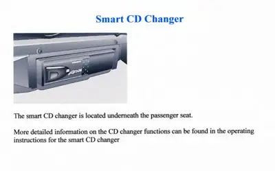 CD changer device installed below passenger seat
