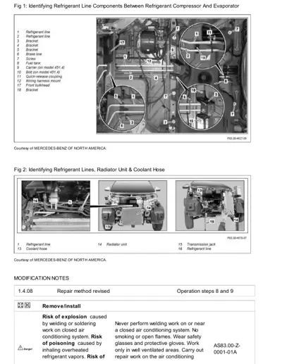 Diagram showing refrigerant line routing and components in smart car AC system with 18 numbered callouts.