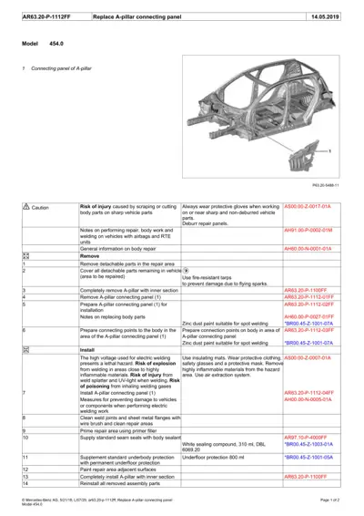 Exploded view diagram of A-pillar connecting panel assembly with single callout indicator.