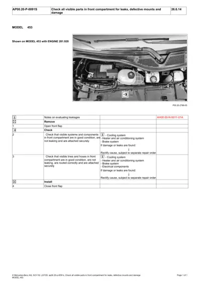 Engine bay photo of Smart 453 with cooling system and components visible for inspection.