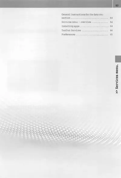 Contents page showing navigation topics for media system services and preferences sections