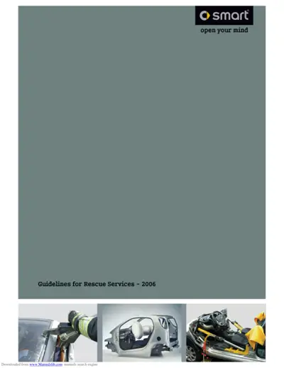 Cover page showing Smart logo, tagline, rescue guidelines title, and three photos of emergency services and vehicle extraction.