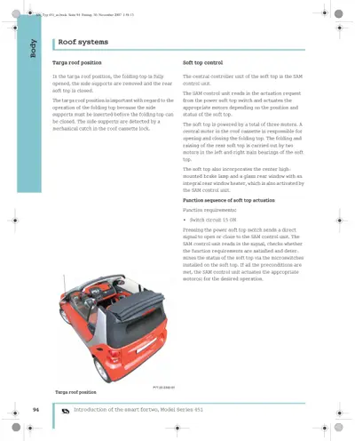 Technical diagram of convertible roof systems showing targa position and soft top control mechanisms