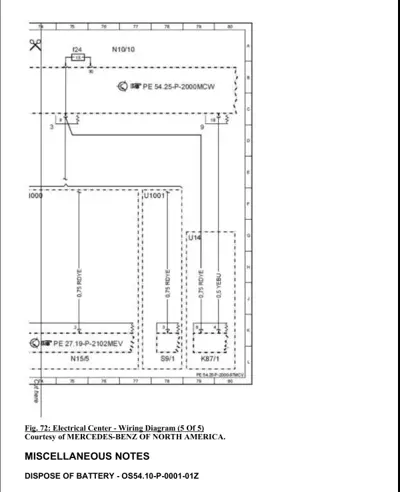Wiring diagram with relay modules U1001, U14, and component connections labeled with part codes.