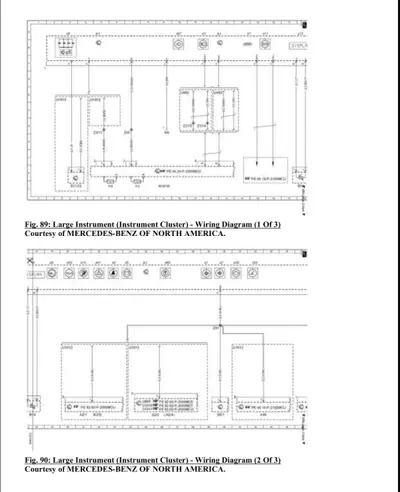Two wiring schematics for instrument cluster with labeled components, connectors, and circuit paths.