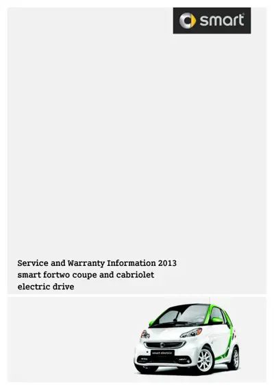 Smart logo and white electric Fortwo with green accents on title page.