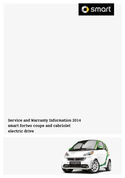 Smart logo and 2014 fortwo electric vehicle service manual cover page.