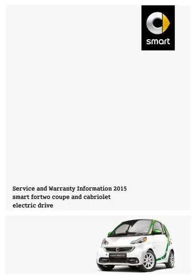 Smart logo and title page showing 2015 fortwo electric vehicle service manual cover.
