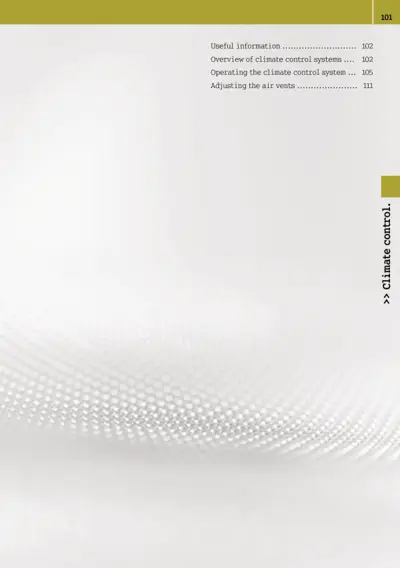 Chapter index listing climate control topics and page numbers