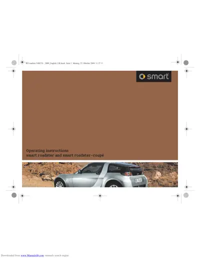 Cover page for Smart Roadster operating manual showing silver roadster vehicle photograph