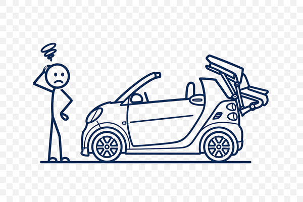 A puzzled Smart 451 cabrio owner watching their soft top stuck mid-cycle